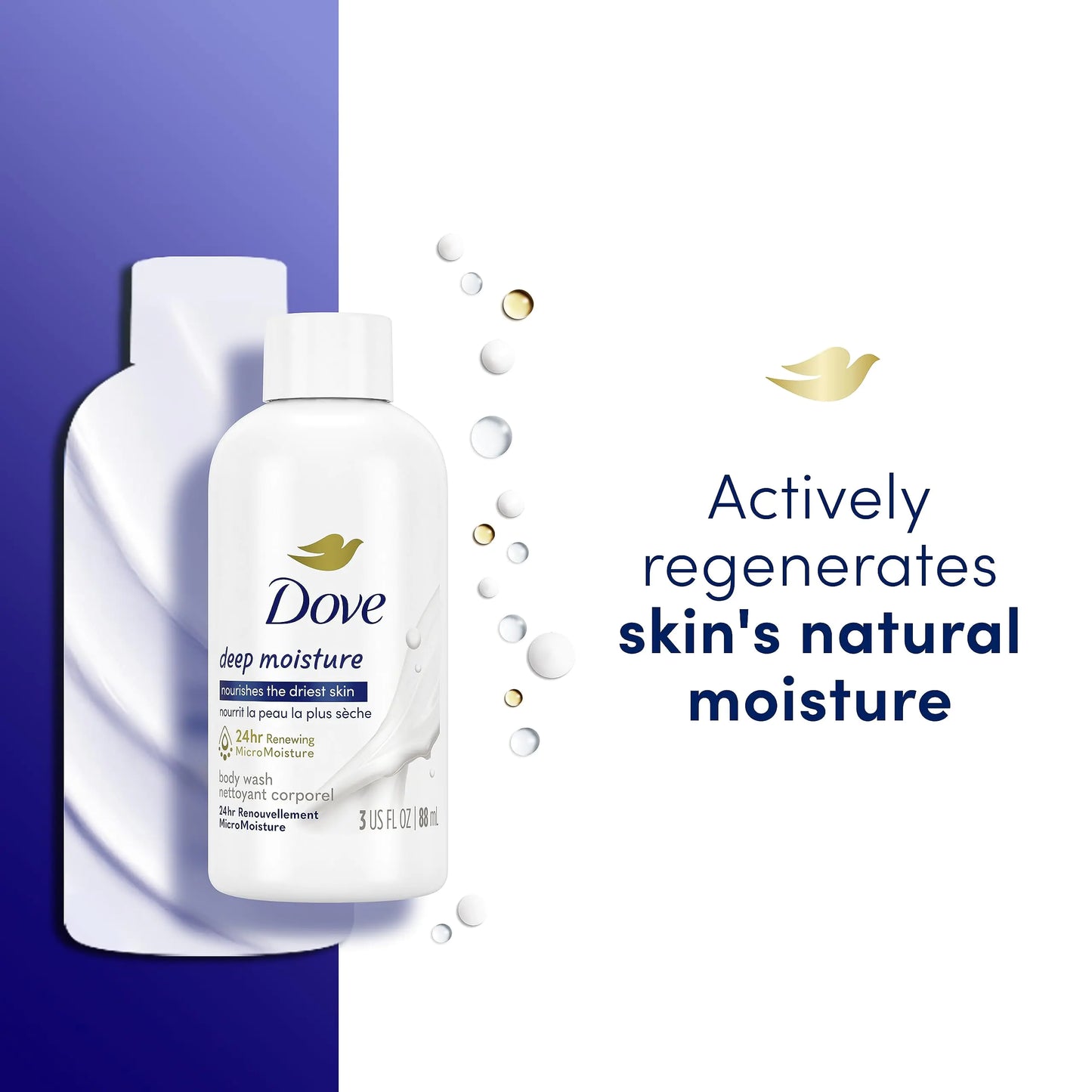 Dove Body Wash Deep Moisture for Dry Skin Body Wash with 24hr Renewing MicroMoisture Nourishes The Driest Skin 3 oz